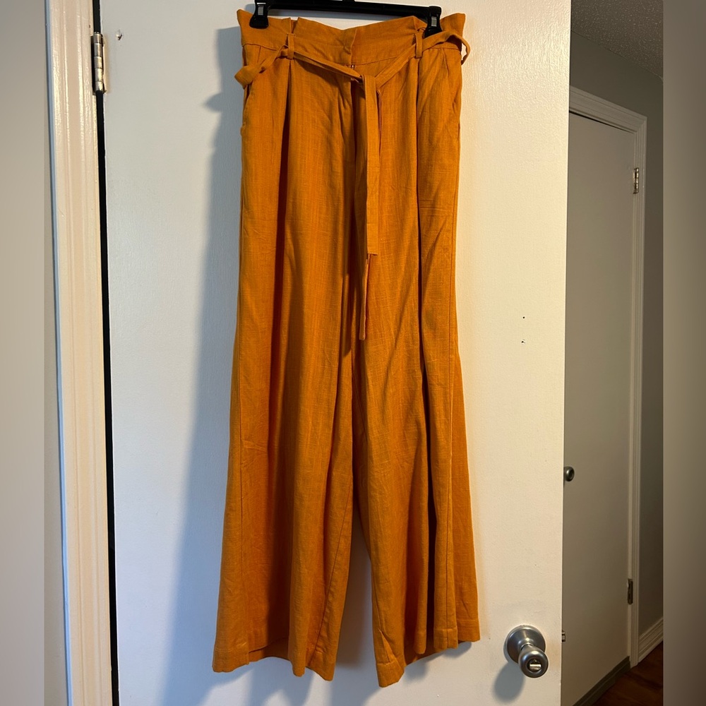 Mink pink paper bag tie waist pants M